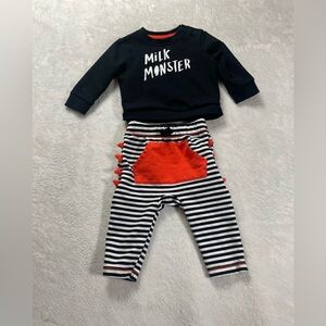Halloween Novelty Baby Two Piece Crew Neck Unisex Suit Matching Set Sz 6-9months